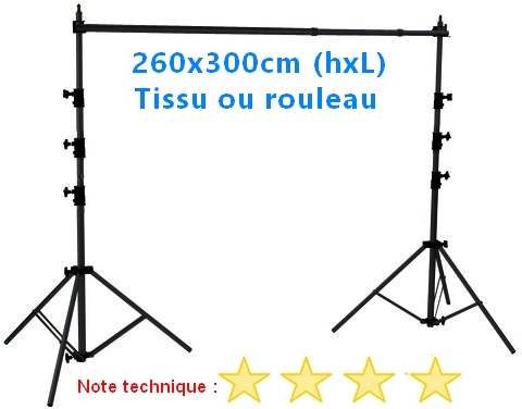 Support de fond pro 2m60 x 3m