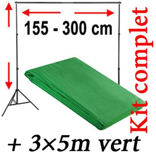 Kit COMPLET fond vidéo vert 5x3m